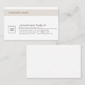 Modern Clean Company Logo Beige White Plain Trendy Visitekaartje (Voorkant / Achterkant)