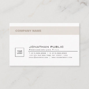 Modern Clean Company Logo Beige White Plain Trendy Visitekaartje