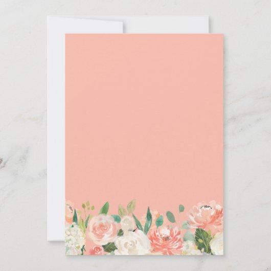 Modern Clean Coral Peach Floral Photo Afstuderen Aankondiging (Achterkant)