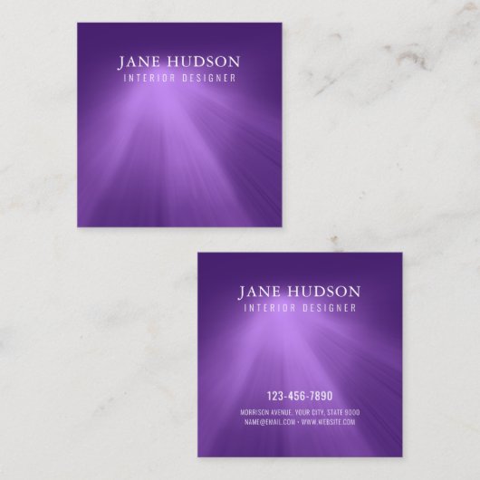 Modern Clean Elegant Design Paarse Licht Luxe Vierkante Visitekaartje (Voorkant / Achterkant)