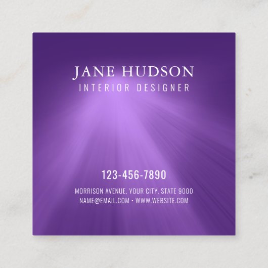 Modern Clean Elegant Design Paarse Licht Luxe Vierkante Visitekaartje (Achterkant)