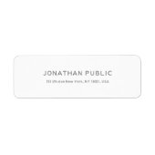 Modern Clean Elegant Sjabloon Wit Retouradres Etiket (Voorkant)