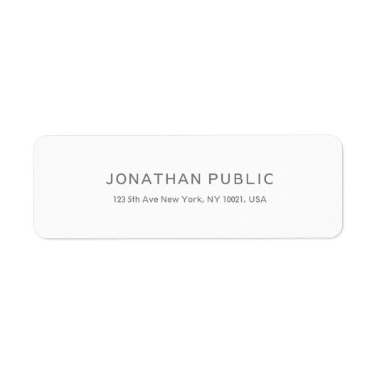 Modern Clean Elegant Sjabloon Wit Retouradres Etiket (Voorkant)