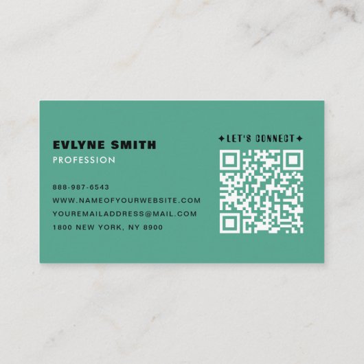 Modern Clean Pastel Blue QR Code Typografie Script Visitekaartje (Achterkant)