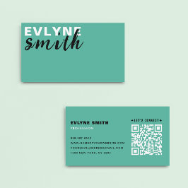 Modern Clean Pastel Blue QR Code Typografie Script Visitekaartje