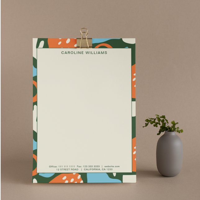 Modern Clean Pattern Abstract Kunstwerk Monogram Briefhoofd (Creator heeft geüpload)