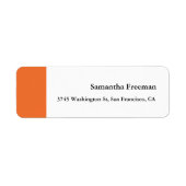 Modern Clean Plain Sinaasappel Wit Minimalist Etiket (Voorkant)