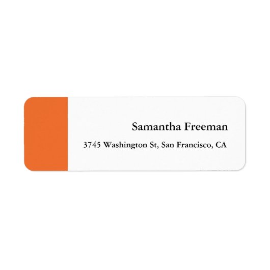 Modern Clean Plain Sinaasappel Wit Minimalist Etiket (Voorkant)