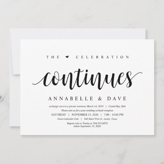 Modern Clean Rustic, Black font, Wedding Elopement Kaart (Voorkant)