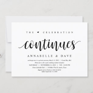 Modern Clean Rustic, Black font, Wedding Elopement Kaart
