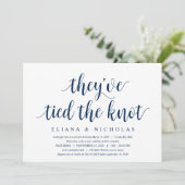 Modern Clean Rustic, Navy font, Wedding Elopement Kaart (Staand voorkant)