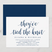Modern Clean Rustic, Navy font, Wedding Elopement Kaart (Voorkant / Achterkant)