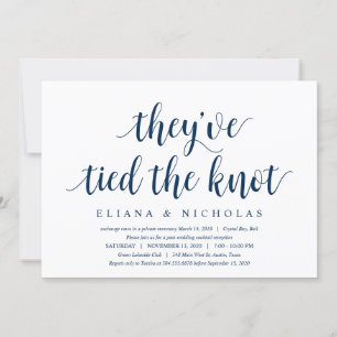 Modern Clean Rustic, Navy font, Wedding Elopement Kaart