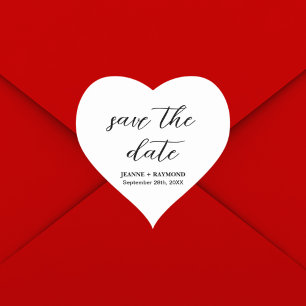 Modern Clean Save the date Bruiloft Aankondiging Hart Sticker