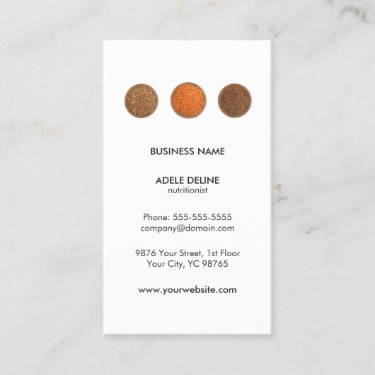 Modern Clean Seeds Health Nutritionist Visitekaartje (Voorkant)