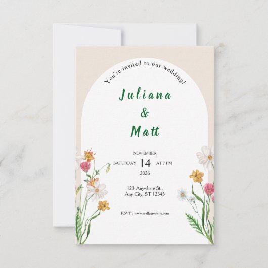 Modern Clean Wedding Invitation Template  Kaart (Voorkant)