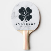 Modern Clean White Four Leaf Clover with Name Tafeltennisbatje (Achterkant)