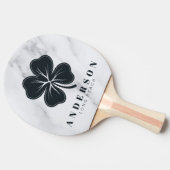 Modern Clean White Four Leaf Clover with Name Tafeltennisbatje (Zijkant)