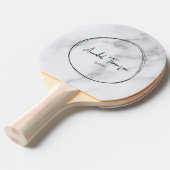 Modern Clean White Marble Name in Drawn Circle  Tafeltennisbatje (Voorkant Gekanteld)
