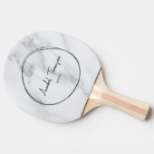 Modern Clean White Marble Name in Drawn Circle  Tafeltennisbatje (Zijkant)