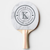 Modern Clean White Marble Wedding Monogram Tafeltennisbatje (Achterkant)