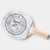 Modern Clean White Marble Wedding Monogram Tafeltennisbatje (Zijkant)