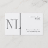 Modern Clean White Monogram Visitekaartje (Achterkant)