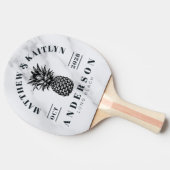 Modern Clean White Tropical Pineapple WeddingCrest Tafeltennisbatje (Zijkant)