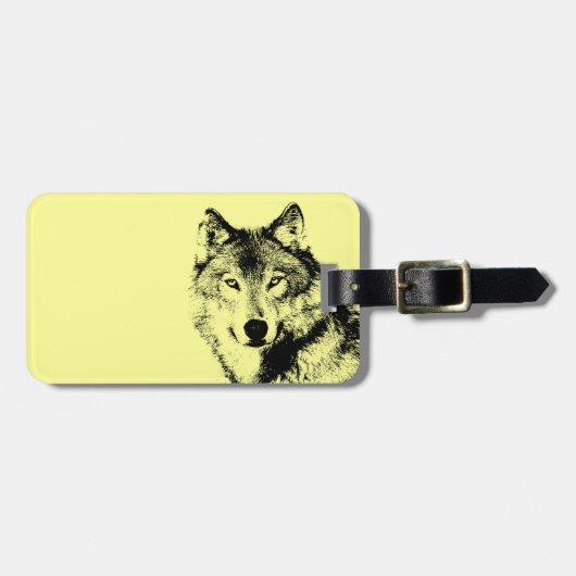 Modern Clean Yellow Wolf Aanpassen Bagagelabel (Voorkant horizontaal)