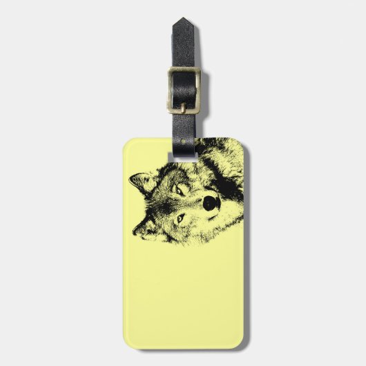 Modern Clean Yellow Wolf Aanpassen Bagagelabel (Voorkant verticaal)