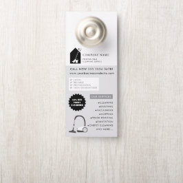 Modern Cleaning Cleaner Service Logo Gray QR Code Deurhanger