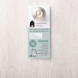 Modern Cleaning Cleaner Service Logo Green QR Code Deurhanger