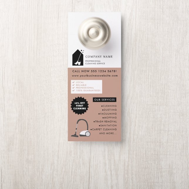 Modern Cleaning Cleaner Service Logo Green QR Code Deurhanger (Op knop)