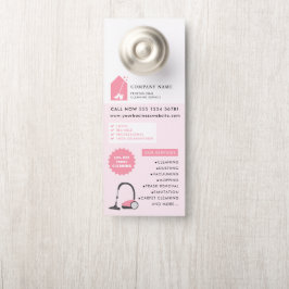 Modern Cleaning Cleaner Service Logo Pink QR Code Deurhanger