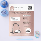 Modern Cleaning Cleaner Service Logo Rose Gold Flyer (Enkel)