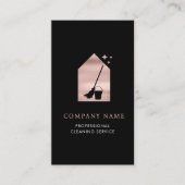 Modern Cleaning Cleaner Service Logo Rose Gold Visitekaartje (Voorkant)
