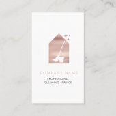 Modern Cleaning Cleaner Service Logo Rose Gold Visitekaartje (Voorkant)