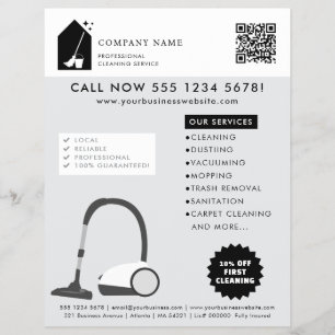 Modern Cleaning Schoonmaakdiensten Logo Grijs QR C Flyer