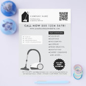 Modern Cleaning Schoonmaakdiensten Logo Grijs QR C Flyer (Enkel)