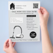 Modern Cleaning Schoonmaakdiensten Logo Grijs QR C Flyer (Hand)
