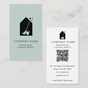 Modern Cleaning Schoonmaakdiensten Logo Teal QR Co Visitekaartje