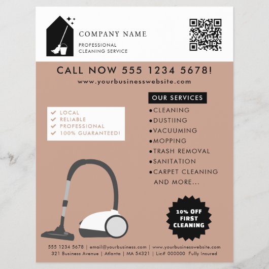Modern Cleaning Schoonmaakdiensten Logo Terracotta Flyer (Voorkant)