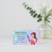 Modern Cleaning Service Business Card Visitekaartje (Staand voorkant)
