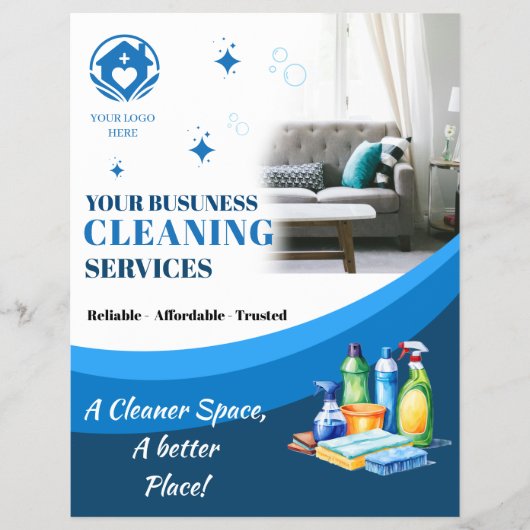 Modern Cleaning Service Flyer Template | Editable  (Voorkant)