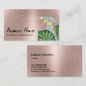 Modern Cleaning Service Tropical Leaves Rose Gold Visitekaartje (Voorkant / Achterkant)