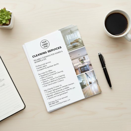 Modern Cleaning Services Foto Logo Wit Flyer