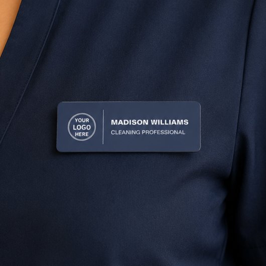 Modern Cleaning Services Logo Marineblauw Naamplaatje
