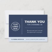 Modern Cleaning Services Logo QR Code Marineblauw Bedankkaart (Voorkant)