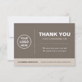 Modern Cleaning Services Logo QR Code Taupe Bedankkaart (Voorkant)