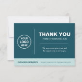 Modern Cleaning Services Logo QR Code Teal Bedankkaart (Voorkant)